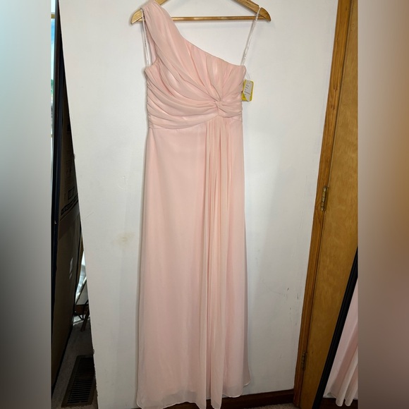 NWT After Six Blush Pink One Shoulder Pleated Maxi Formal Gown - Picture 10 of 10